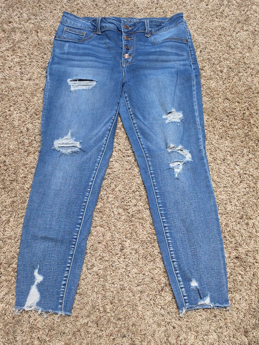Maurices Medium Blue Ripped High-Rise Skinny Jeans